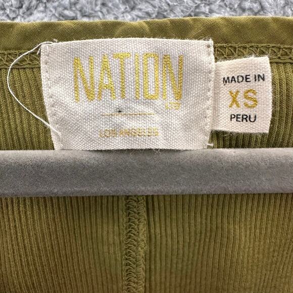 Nation Ltd XS Fitted Green Balloon Short Sleeve Stretchy Casual Organic Cotton - Picture 4 of 12